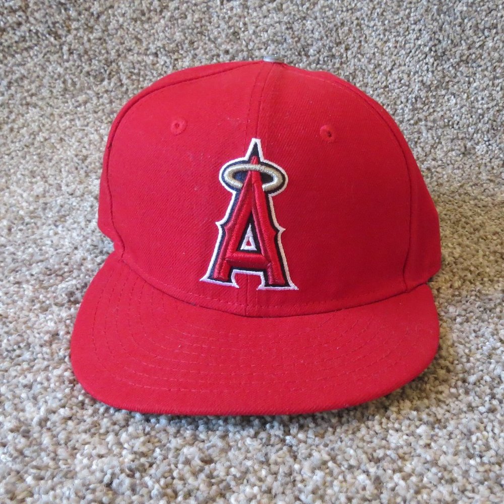 LOS ANGELES ANGELS BASEBALL CAP NEW ERA SIZE 7 FLAT BILL RED UNISEX